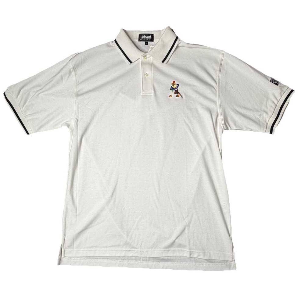Vintage Ashworth Polo Shirt Mens L Michigan J. Frog WB36 Embroidered Made USA90s